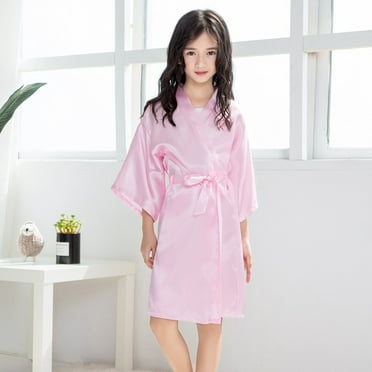 Toddler Baby Kid Girl Silk Kimono Robes Bathrobe Sleepwear Clothes 18M-9Y VV